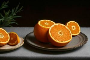 laranja frutas. fundo. ai generativo pró foto