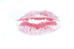 vermelho beijo em branco foto