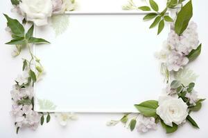 ai gerado flores em branco com cópia de espaço foto
