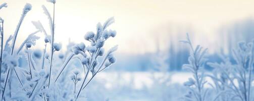 congeladas Nevado grama, inverno natural abstrato fundo. lindo inverno panorama. ai gerado foto