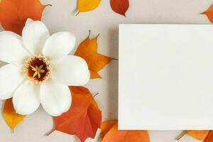 outono decoração. papel branco em branco cartão brincar fundo. ai generativo pró foto