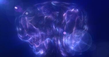 abstrato flutuando líquido a partir de enérgico azul partículas brilhando mágico fundo foto