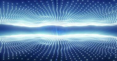 abstrato azul energia ondas a partir de partículas acima e abaixo a tela mágico brilhante brilhando futurista oi-tech fundo foto