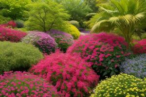 colorida flores plantas às cidade parque. fundo. ai generativo pró foto