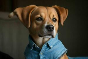 fofa cachorro vestindo camisa. ai generativo pró foto