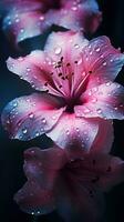 Rosa flor com água gotas. generativo ai foto
