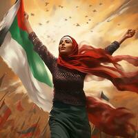livre Palestina, livre gaza, bandeira, abstrato arte, vermelho, verde, Preto. guerra dentro a meio leste. generativo ai foto