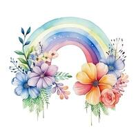 aguarela arco Iris ilustração, floral arte, clipart, solteiro elemento para Projeto em branco fundo foto