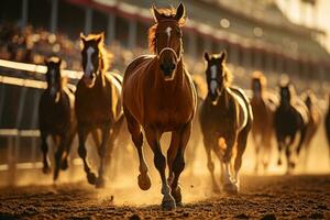 cavalo corrida às a pista de corrida ai generativo foto