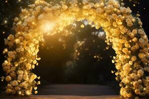 ai gerado dourado flor arco com cópia de espaço foto