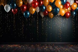 ai gerado celebração fundo com balões foto
