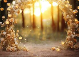 ai gerado dourado flor arco com cópia de espaço foto