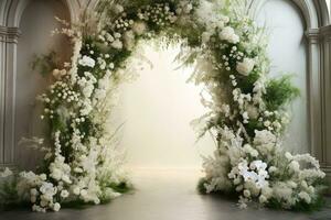 ai gerado Casamento arco com flores foto