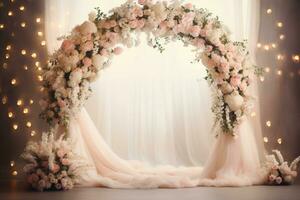 ai gerado Casamento arco com flores foto