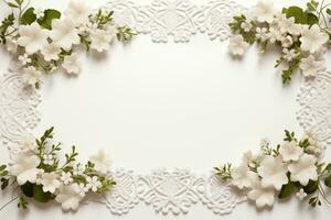 ai gerado flores em branco com cópia de espaço foto