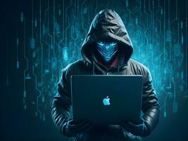 Internet segurança proteção a partir de hacker atacante cyber ataque ai gerar foto
