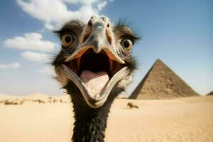 avestruz selfie engraçado cabeça. gerar ai foto