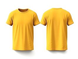 avião amarelo camiseta brincar Projeto. frente e costas visualizar. generativo ai foto