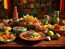 festival mesa com mexicano Comida. Alto qualidade. ai generativo foto