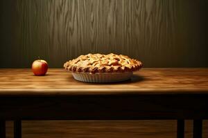 caloroso maçã torta em a mesa, ai gerado foto