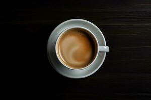 uma agradável vidro do café em a mesa, ai gerado foto