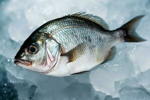 sargo peixe gelo Comida mar. gerar ai foto