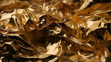 Alto detalhado amassado ouro frustrar folha brilhante textura, abstrato amarelo invólucro papel desatado padronizar para papel de parede, fundo e Projeto arte trabalhos ai generativo foto