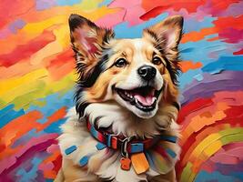feliz cachorro com colorida fundo ai gerar foto