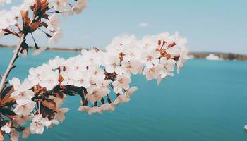 Flor beleza dentro uma sereno ao ar livre configuração ai gerado foto