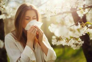 sintoma pólen alergia doente. gerar ai foto