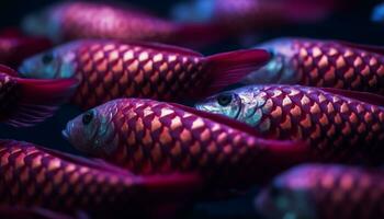 multi colori peixe natação dentro azul água dentro tropical clima gerado de ai foto