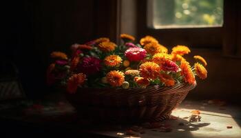 frescor do natureza dentro uma ramalhete, uma presente do colorida flores gerado de ai foto