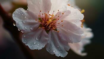 fechar acima do uma vibrante Rosa flor pétala dentro natureza gerado de ai foto