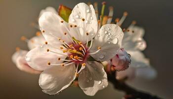 fechar acima do uma vibrante Rosa flor, exibindo Está natural beleza gerado de ai foto