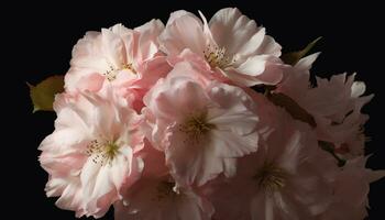 uma vibrante ramalhete do Rosa e roxa flores dentro natureza gerado de ai foto