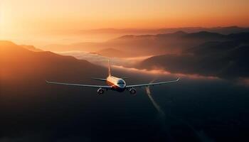 vôo avião transportes passageiros dentro comercial modo do transporte gerado de ai foto