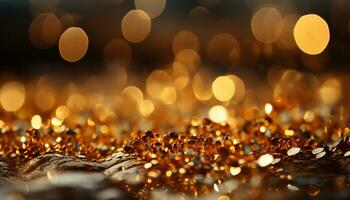 brilhante ouro pano de fundo iluminado natureza vibrante cores dentro abstrato celebração gerado de ai foto