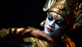 uma lindo hindu mulher comemora tradição com elegância e espiritualidade gerado de ai foto