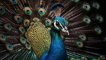 majestoso pavão monitores vibrante elegância dentro natureza gerado de ai foto