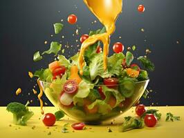 fresco vegetal e fruta salada dentro a tigela. generativo ai foto