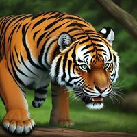 frente Visão do selvagem tigre dentro natureza foto