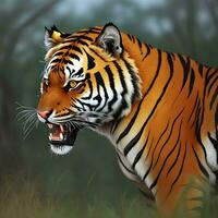 frente Visão do selvagem tigre dentro natureza foto