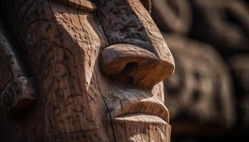 antigo madeira estátua retrata africano tribal cultura gerado de ai foto