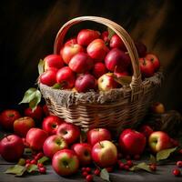cesta do fresco maçãs ai generativo foto