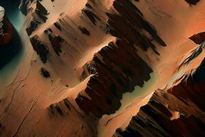 a vista do a rude terra e profundo vales dentro vales marineris em Marte é verdadeiramente tirar o fôlego quando visto a partir de espaço ai gerado foto