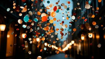 a Magia vibrante confete explosão às nosso Novo anos véspera evento, ai generativo foto