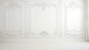 opulento serenidade descobrir seu Sonhe luxo branco sala, ai generativo foto