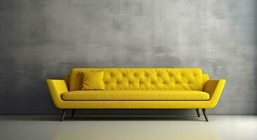 à moda amarelo sofá. generativo ai foto