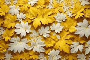 amarelo e branco folhas fundo, folhas fundo, folhas papel de parede, ai generativo foto