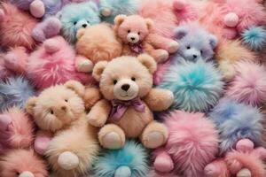 pastel fofo Urso de pelúcia Urso papel de parede, fofo Urso de pelúcia Urso fundo, Urso de pelúcia Urso fundo, Urso de pelúcia Urso papel de parede, ai generativo foto